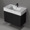 Floating Black Bathroom Vanity, Modern, 32